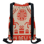 Xmas Deer Knitted Print Drawstring Backpack