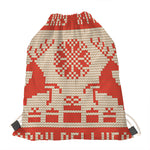 Xmas Deer Knitted Print Drawstring Bag