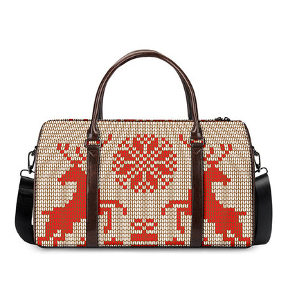 Xmas Deer Knitted Print Duffle Bag
