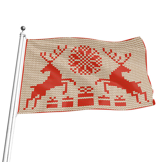 Xmas Deer Knitted Print Flag