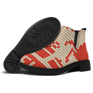 Xmas Deer Knitted Print Flat Ankle Boots