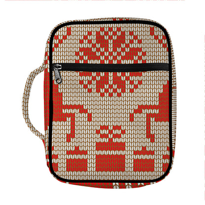 Xmas Deer Knitted Print Front Pocket Bible Bag
