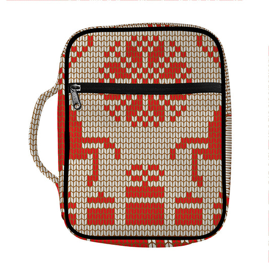 Xmas Deer Knitted Print Front Pocket Bible Bag