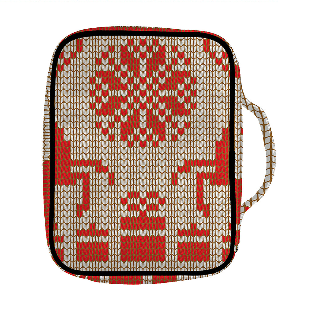 Xmas Deer Knitted Print Front Pocket Bible Bag