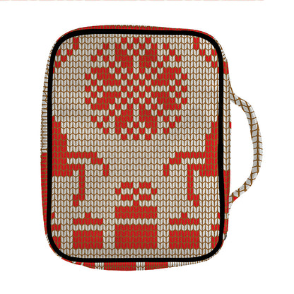 Xmas Deer Knitted Print Front Pocket Bible Bag