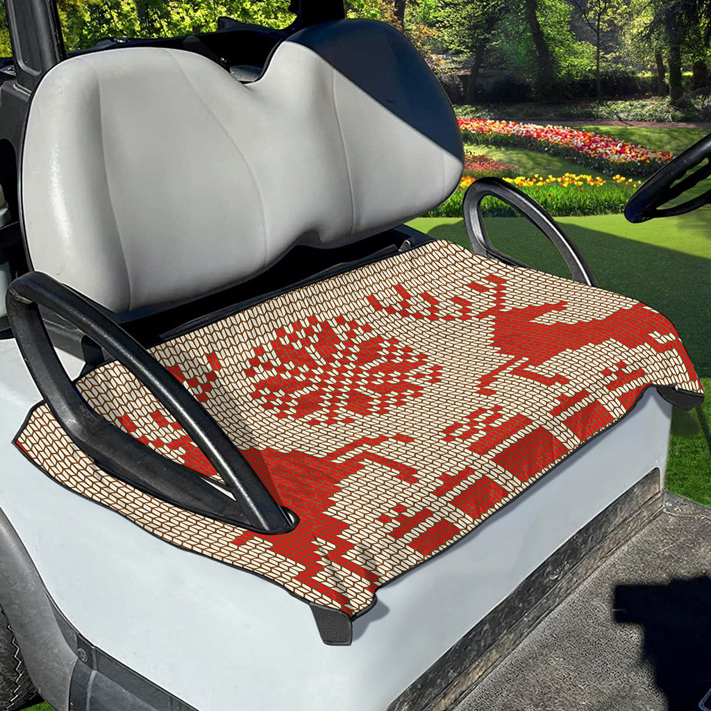 Xmas Deer Knitted Print Golf Cart Seat Cover