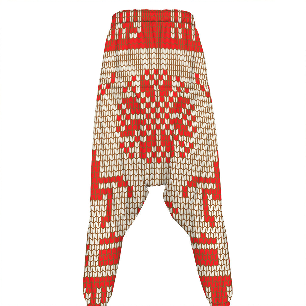 Xmas Deer Knitted Print Hammer Pants
