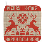 Xmas Deer Knitted Print Hand Towel