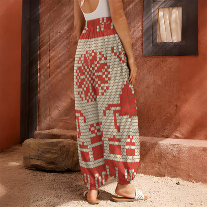 Xmas Deer Knitted Print Harem Pants