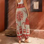 Xmas Deer Knitted Print Harem Pants