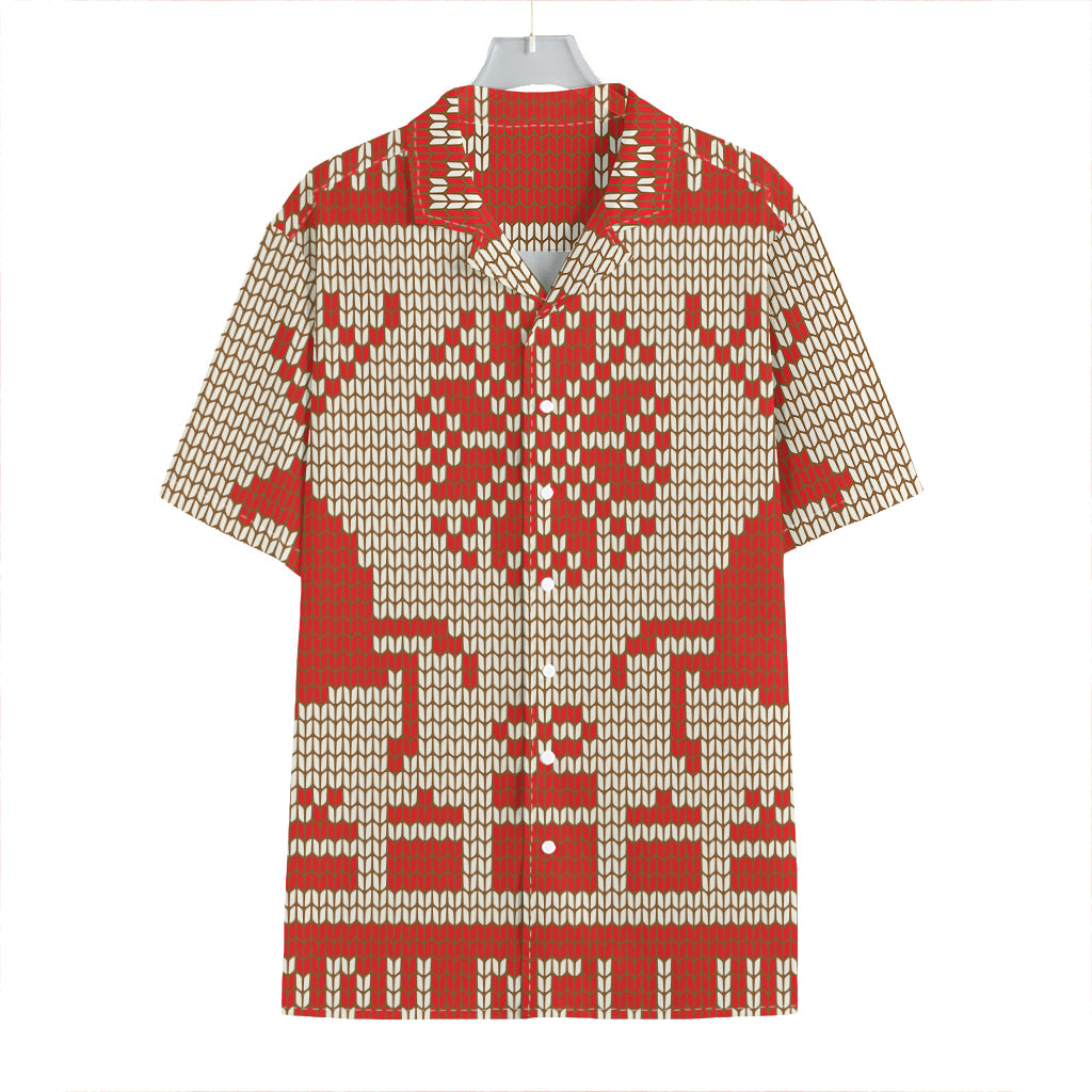 Xmas Deer Knitted Print Hawaiian Shirt