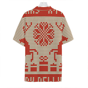 Xmas Deer Knitted Print Hawaiian Shirt