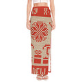 Xmas Deer Knitted Print High Slit Maxi Skirt