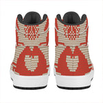 Xmas Deer Knitted Print High Top Leather Sneakers
