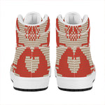 Xmas Deer Knitted Print High Top Leather Sneakers