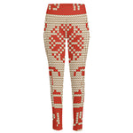 Xmas Deer Knitted Print High-Waisted Pocket Leggings