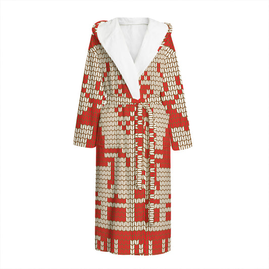 Xmas Deer Knitted Print Hooded Bathrobe