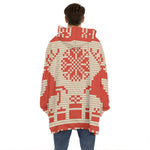 Xmas Deer Knitted Print Hoodie Blanket