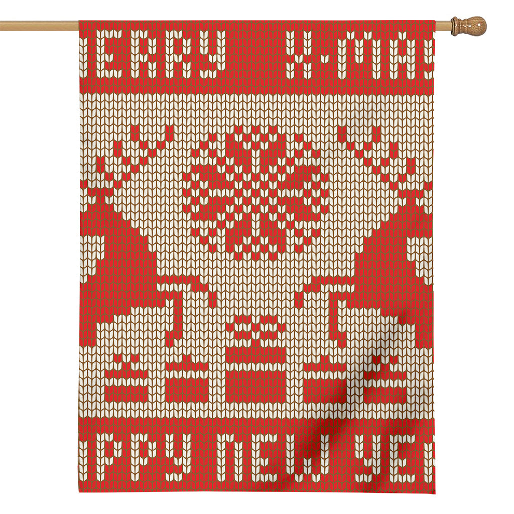 Xmas Deer Knitted Print House Flag