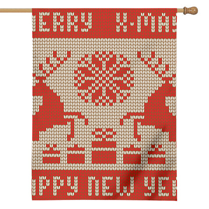 Xmas Deer Knitted Print House Flag