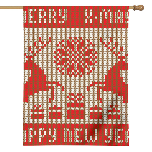 Xmas Deer Knitted Print House Flag