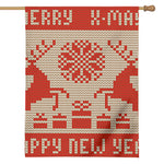 Xmas Deer Knitted Print House Flag