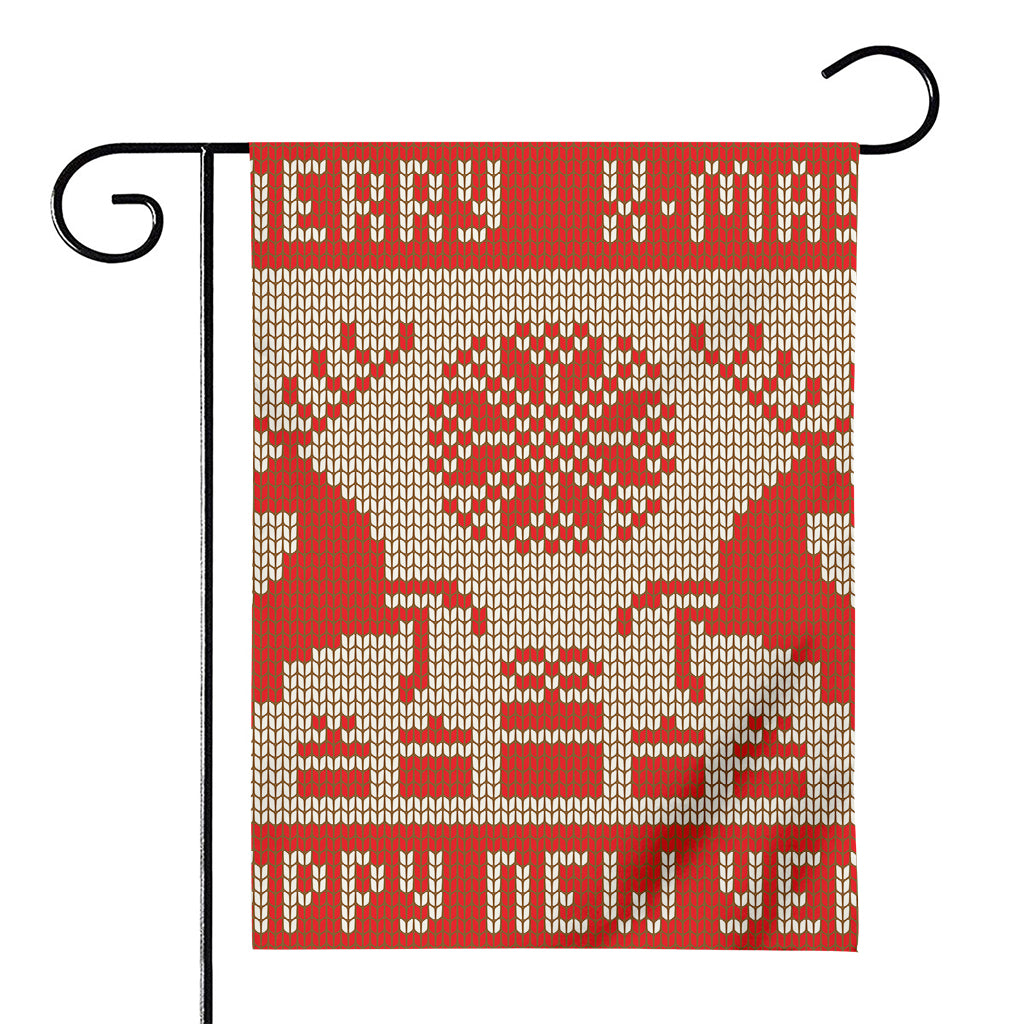 Xmas Deer Knitted Print House Flag