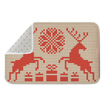 Xmas Deer Knitted Print Indoor Door Mat