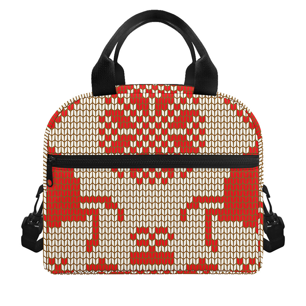 Xmas Deer Knitted Print Insulated Lunch Bag