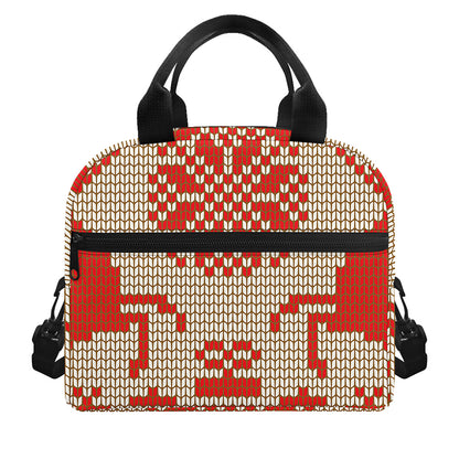 Xmas Deer Knitted Print Insulated Lunch Bag