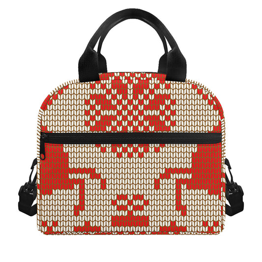 Xmas Deer Knitted Print Insulated Lunch Bag