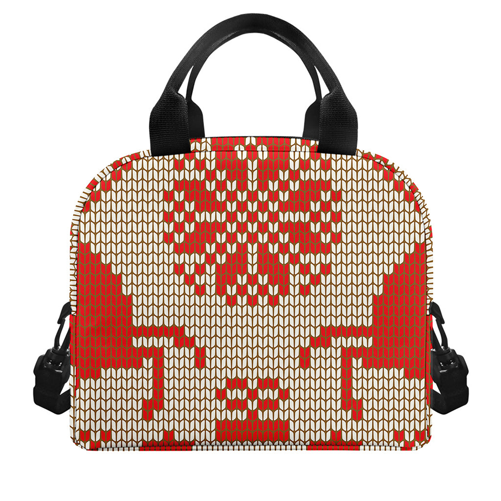 Xmas Deer Knitted Print Insulated Lunch Bag