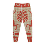 Xmas Deer Knitted Print Jogger Pants