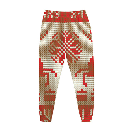 Xmas Deer Knitted Print Jogger Pants