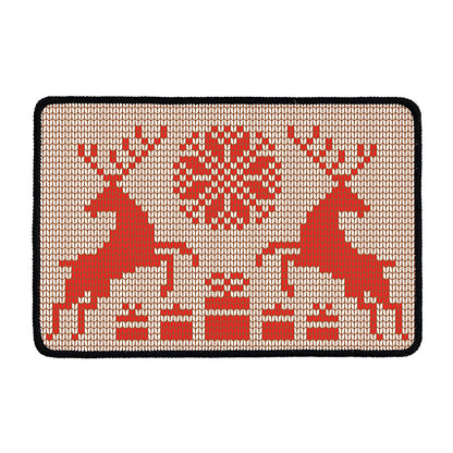 Xmas Deer Knitted Print Kitchen Mat