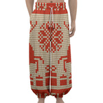 Xmas Deer Knitted Print Lantern Pants