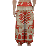 Xmas Deer Knitted Print Lantern Pants