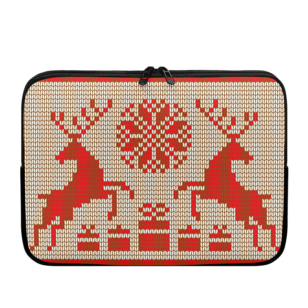 Xmas Deer Knitted Print Laptop Sleeve