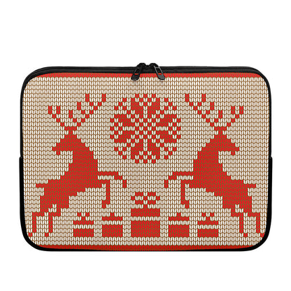 Xmas Deer Knitted Print Laptop Sleeve