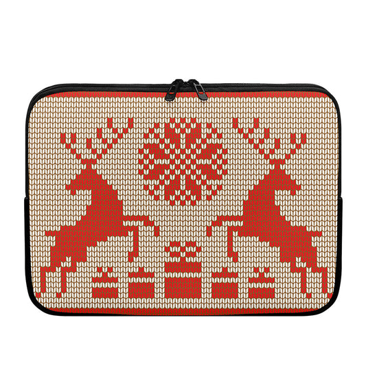 Xmas Deer Knitted Print Laptop Sleeve
