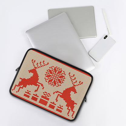 Xmas Deer Knitted Print Laptop Sleeve