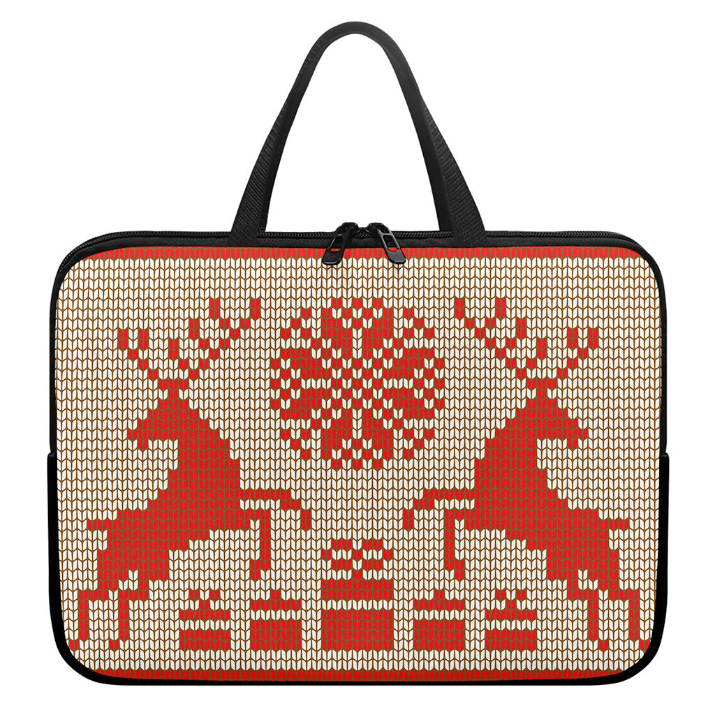 Xmas Deer Knitted Print Laptop Sleeve With Handle