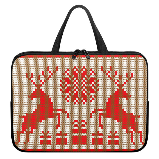 Xmas Deer Knitted Print Laptop Sleeve With Handle