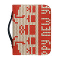Xmas Deer Knitted Print Leather Bible Cover