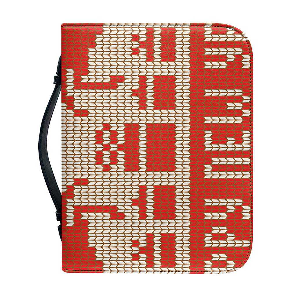 Xmas Deer Knitted Print Leather Bible Cover