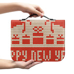 Xmas Deer Knitted Print Leather Bible Cover