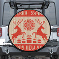 Xmas Deer Knitted Print Leather Spare Tire Cover