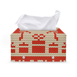 Xmas Deer Knitted Print Leather Tissue Box Cover