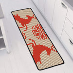 Xmas Deer Knitted Print Long Kitchen Mat