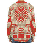 Xmas Deer Knitted Print Long Sleeve Baseball Jersey